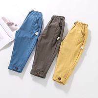 Moda Color Sólido Bolsillo 100% Algodón Pantalones Para Niños main image 4