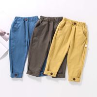 Moda Color Sólido Bolsillo 100% Algodón Pantalones Para Niños main image 1