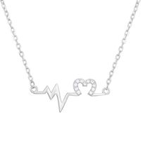 Fashion Electrocardiogram Copper Plating Artificial Diamond Pendant Necklace 1 Piece main image 3