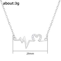 Fashion Electrocardiogram Copper Plating Artificial Diamond Pendant Necklace 1 Piece main image 2