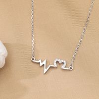 Fashion Electrocardiogram Copper Plating Artificial Diamond Pendant Necklace 1 Piece main image 5