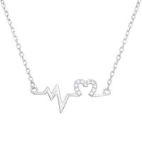 Fashion Electrocardiogram Copper Plating Artificial Diamond Pendant Necklace 1 Piece sku image 1