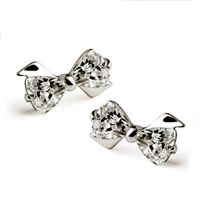 Sweet Bow Knot Copper Zircon Ear Studs 1 Pair main image 3