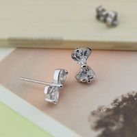 Sweet Bow Knot Copper Zircon Ear Studs 1 Pair main image 2