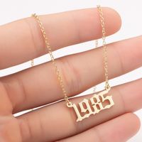 Simple Style Number Stainless Steel Pendant Necklace 1 Piece main image 1