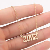 Simple Style Number Stainless Steel Pendant Necklace 1 Piece main image 2