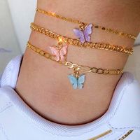 Vintage Style Butterfly Alloy Plating Resin Women's Anklet 1 Set main image 4