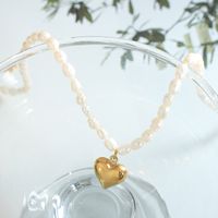 Glam Heart Shape Titanium Steel Beaded Pearl Necklace main image 4