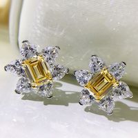 Fashion Flower Copper Inlay Artificial Diamond Ear Studs 1 Pair main image 7