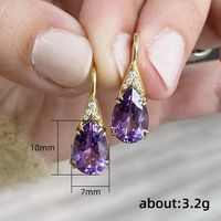 Fashion Water Droplets Copper Plating Artificial Gemstones Drop Earrings 1 Pair main image 2