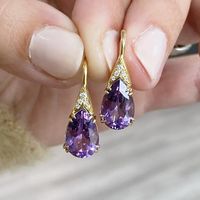 Fashion Water Droplets Copper Plating Artificial Gemstones Drop Earrings 1 Pair main image 4