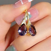 Fashion Water Droplets Copper Plating Artificial Gemstones Drop Earrings 1 Pair sku image 1