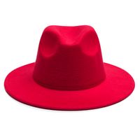 Unisex Simple Style Solid Color Sewing Big Eaves Fedora Hat main image 4