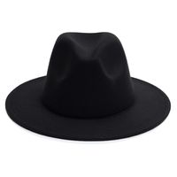 Unisex Simple Style Solid Color Sewing Big Eaves Fedora Hat main image 3