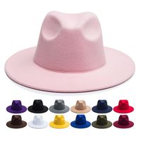 Unisex Simple Style Solid Color Sewing Big Eaves Fedora Hat main image 1
