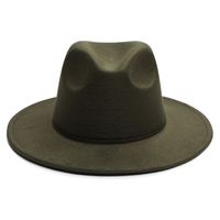 Unisex Simple Style Solid Color Sewing Big Eaves Fedora Hat main image 5
