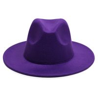 Unisex Simple Style Solid Color Sewing Big Eaves Fedora Hat main image 6