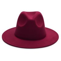 Unisex Simple Style Solid Color Sewing Big Eaves Fedora Hat main image 7