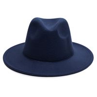 Unisex Simple Style Solid Color Sewing Big Eaves Fedora Hat sku image 3