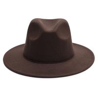 Unisex Simple Style Solid Color Sewing Big Eaves Fedora Hat sku image 4
