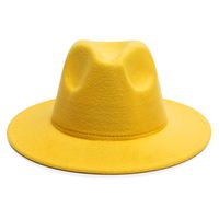 Unisex Simple Style Solid Color Sewing Big Eaves Fedora Hat sku image 12