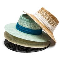 Unisex Simple Style Color Block Braid Big Eaves Straw Hat main image 4