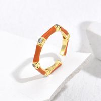 Fashion Geometric Copper Enamel Gold Plated Open Ring 1 Piece sku image 7