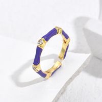 Fashion Geometric Copper Enamel Gold Plated Open Ring 1 Piece main image 7