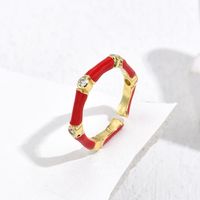Fashion Geometric Copper Enamel Gold Plated Open Ring 1 Piece main image 5