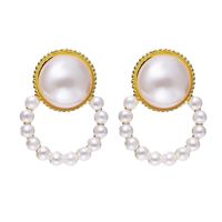 1 Pair Fashion Round Inlay Alloy Artificial Pearls Artificial Diamond Ear Studs sku image 3