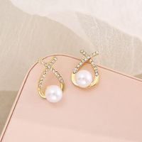 1 Pair Fashion Round Inlay Alloy Artificial Pearls Artificial Diamond Ear Studs main image 1