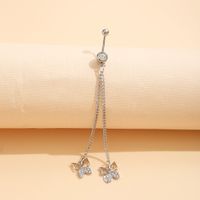 Fashion Butterfly Alloy Inlay Artificial Crystal Belly Ring main image 1