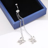 Fashion Butterfly Alloy Inlay Artificial Crystal Belly Ring main image 4