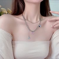 Mode Forme De Cœur Alliage Placage Femmes Collier En Couches 1 Pièce main image 6