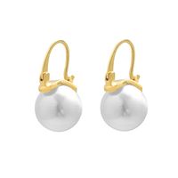 Fashion Round Artificial Pearl Stoving Varnish Women's Hoop Earrings 1 Pair main image 5