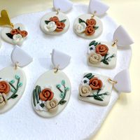 Simple Style Flower Soft Clay Stoving Varnish Women's Drop Earrings 1 Pair main image 5