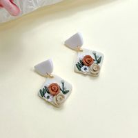 Simple Style Flower Soft Clay Stoving Varnish Women's Drop Earrings 1 Pair sku image 2
