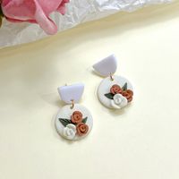 Simple Style Flower Soft Clay Stoving Varnish Women's Drop Earrings 1 Pair sku image 3