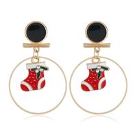 Fashion Santa Claus Christmas Socks Bell Alloy Pearl Inlay Rhinestones Women's Drop Earrings 1 Pair sku image 25