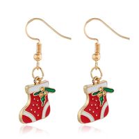 Fashion Santa Claus Christmas Socks Bell Alloy Pearl Inlay Rhinestones Women's Drop Earrings 1 Pair sku image 23