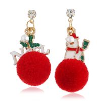 Fashion Santa Claus Christmas Socks Bell Alloy Pearl Inlay Rhinestones Women's Drop Earrings 1 Pair main image 5
