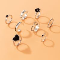 Retro Heart Shape Flower Alloy Plating Unisex Rings 8 Pieces main image 2