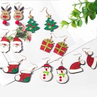 1 Pair Cute Christmas Hat Christmas Tree Santa Claus Pu Leather Earrings main image 1
