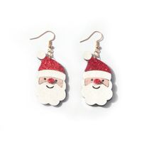 1 Pair Cute Christmas Hat Christmas Tree Santa Claus Pu Leather Earrings sku image 4