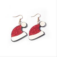 1 Pair Cute Christmas Hat Christmas Tree Santa Claus Pu Leather Earrings main image 3