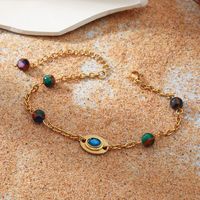 Fashion Round Stainless Steel Gold Plated Inlay Natural Stone Bracelets 1 Piece main image 2