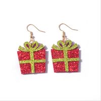 1 Pair Cute Christmas Hat Christmas Tree Santa Claus Pu Leather Earrings sku image 1