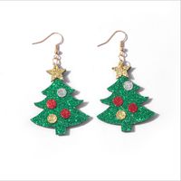 1 Pair Cute Christmas Hat Christmas Tree Santa Claus Pu Leather Earrings sku image 6