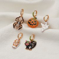 Fashion Pumpkin Cat Ghost Alloy Enamel Inlay Rhinestones Women's Drop Earrings 1 Pair main image 5