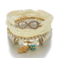 Fashion Palm Eye Arylic Beaded Tassel Inlay Rhinestones Women's Bracelets 1 Piece sku image 1